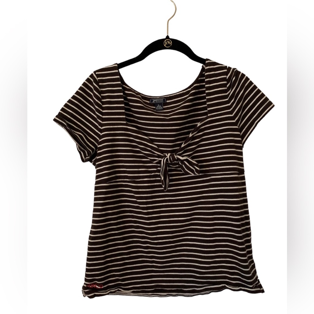 American Living Cap Sleeved Striped Top Size Large